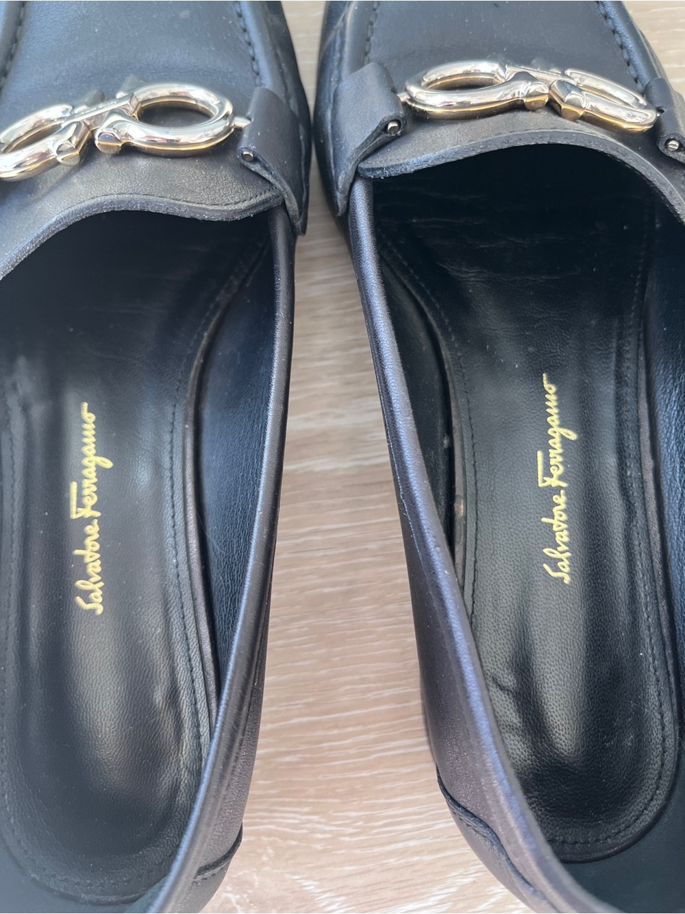 Salvatore Ferragamo Gancini Black Leather Loafer with Silver Signature Logo - Picture 6 of 6